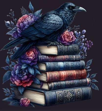 Raven with Books