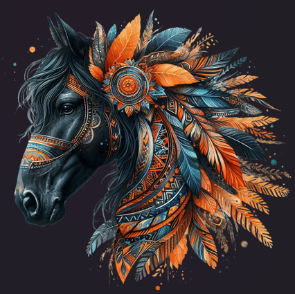 Black and Orange Boho Horse