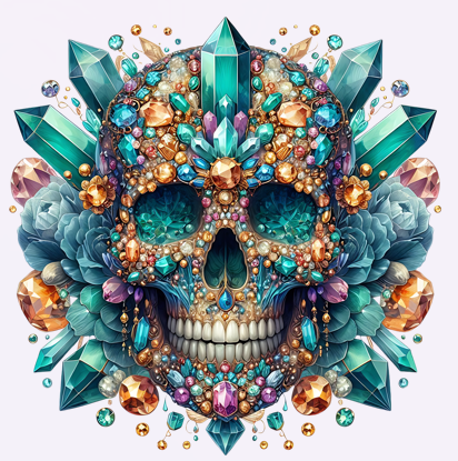 Teal Gemstone Skull