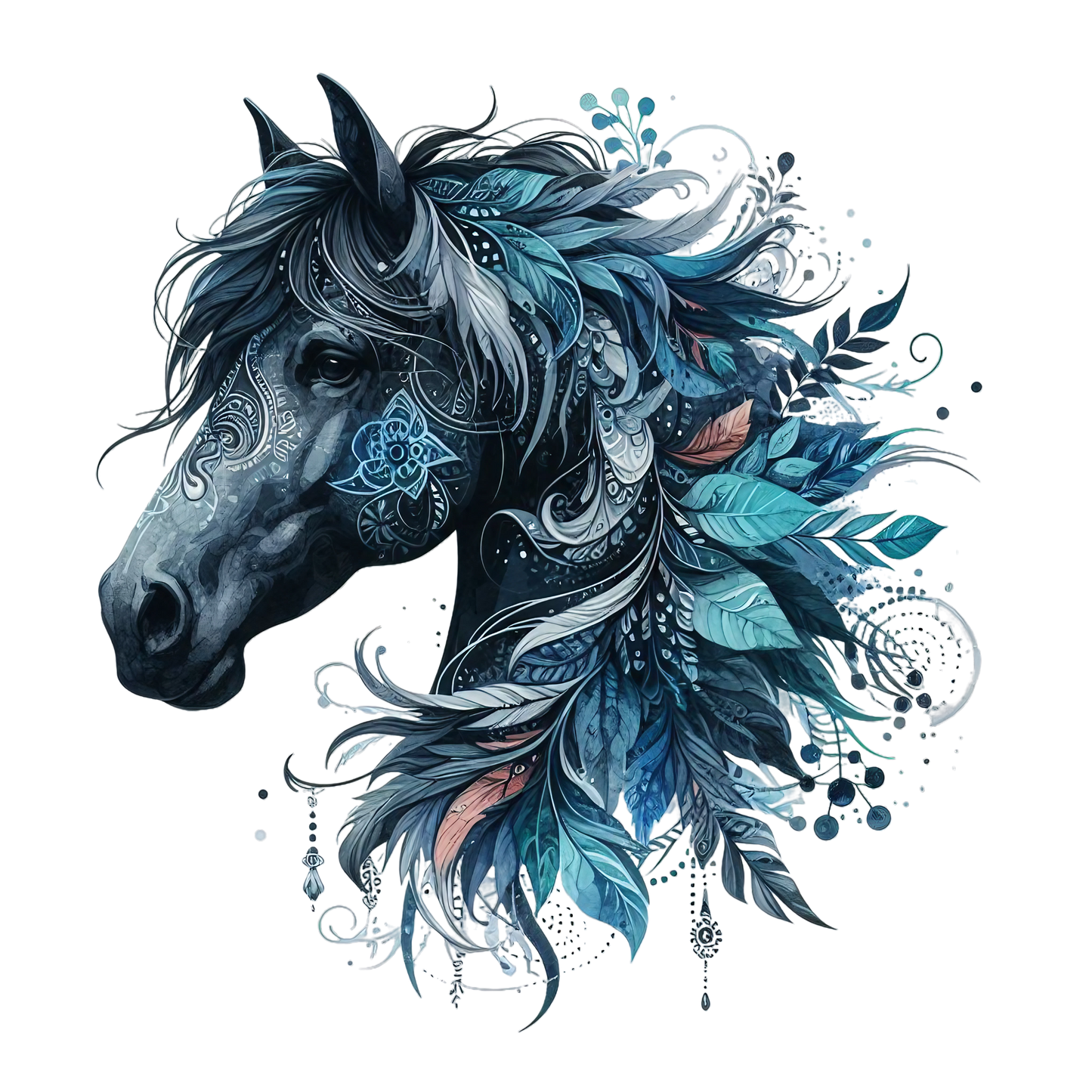 Black and Blue Boho Horse