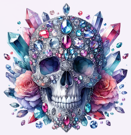 Light Pink and Teal Skull