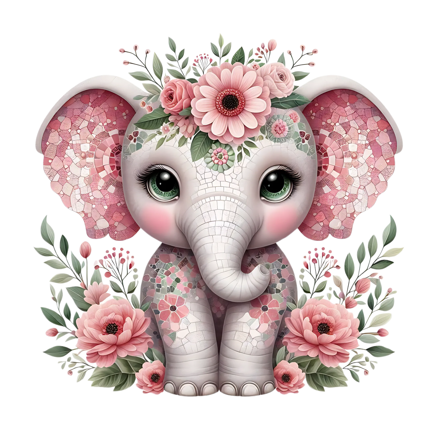 Pink Mosaic Elephant