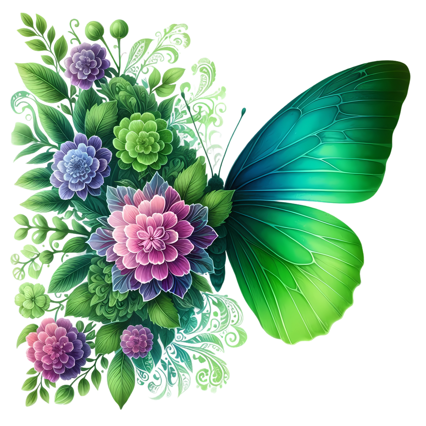 Butterflies with Flowers