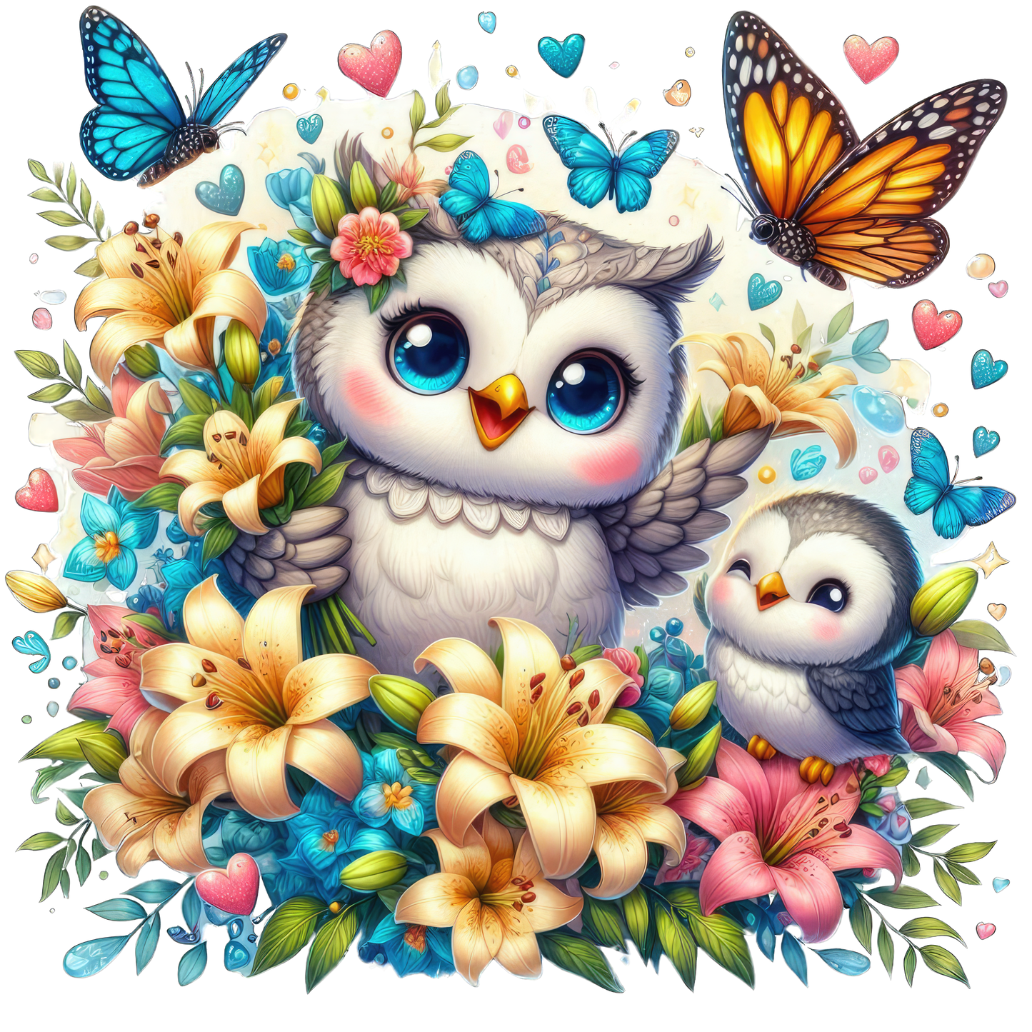 Baby Animals with Flowers