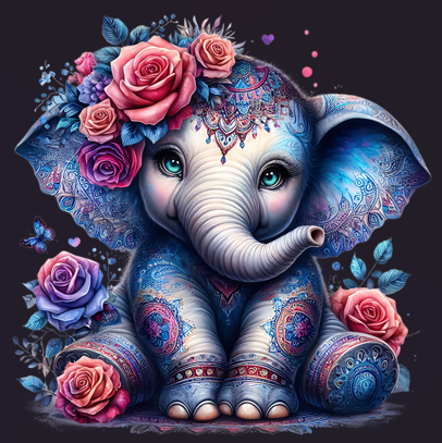 Purple Boho Elephant